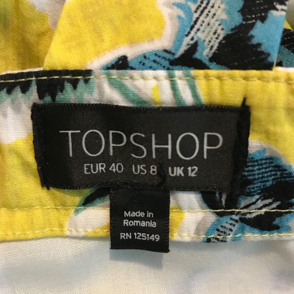 Topshop Sunshine Yellow and Blue Floral Dress Sz 8 - Picture 5 of 5